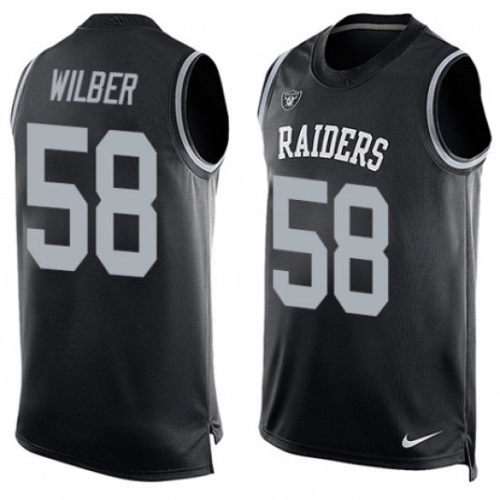 Men's Nike Oakland Raiders 58 Kyle Wilber Limited Black Player Name & Number Tank Top NFL Jersey
