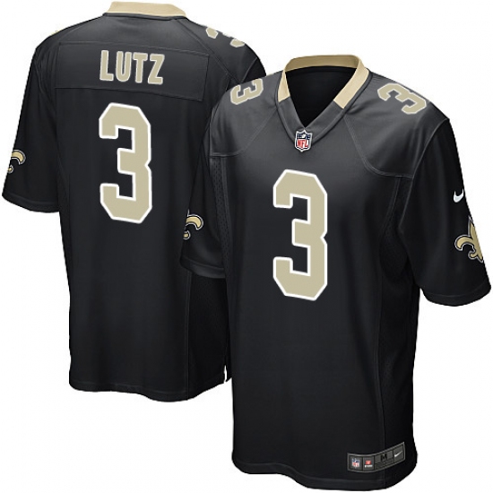 Men's Nike New Orleans Saints 3 Will Lutz Game Black Team Color NFL Jersey