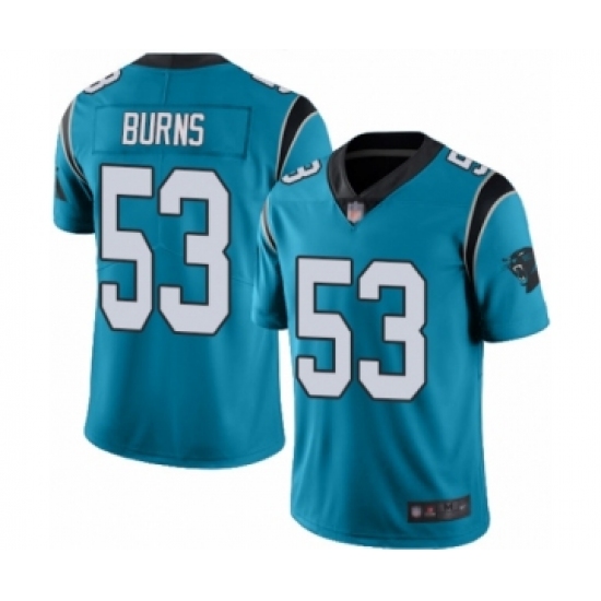 Men's Carolina Panthers 53 Brian Burns Limited Blue Rush Vapor Untouchable Football Jersey