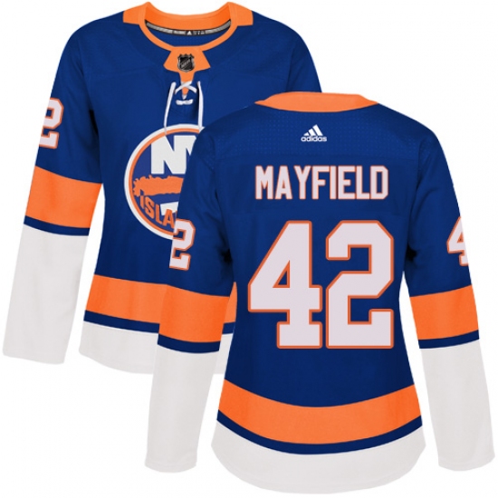 Women's Adidas New York Islanders 42 Scott Mayfield Authentic Royal Blue Home NHL Jersey