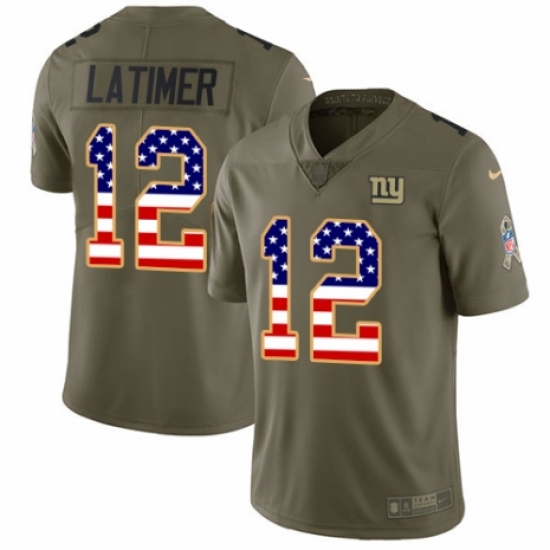 Men's Nike New York Giants 12 Cody Latimer Limited Olive USA Flag 2017 Salute to Service NFL Jersey