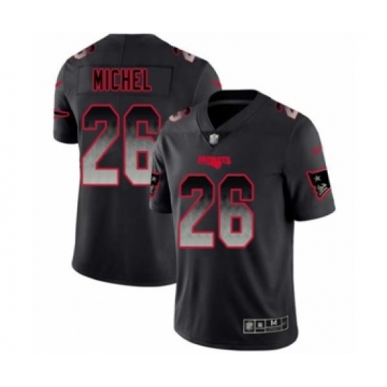 Men's New England Patriots 26 Sony Michel Limited Black Smoke Fashion Football Jersey