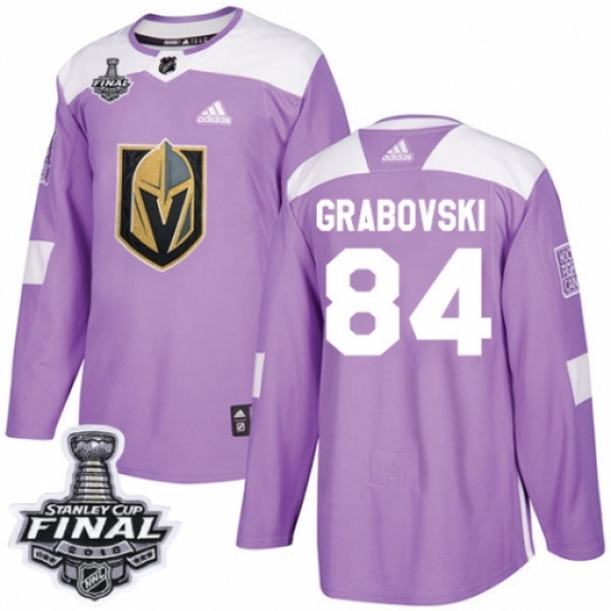 Youth Adidas Vegas Golden Knights 84 Mikhail Grabovski Authentic Purple Fights Cancer Practice 2018 Stanley Cup Final NHL Jersey