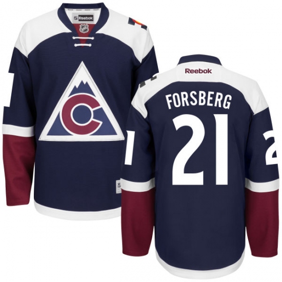 Youth Reebok Colorado Avalanche 21 Peter Forsberg Authentic Blue Third NHL Jersey