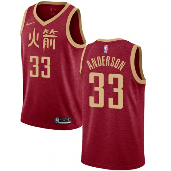 Men's Nike Houston Rockets 33 Ryan Anderson Swingman Red NBA Jersey - 2018 19 City Edition