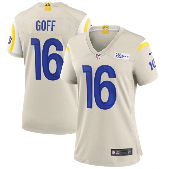 Women's Los Angeles Rams 16 Jared Goff White Nike Bone Game Jersey.webp