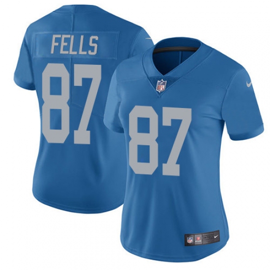 Women's Nike Detroit Lions 87 Darren Fells Elite Blue Alternate NFL Jersey