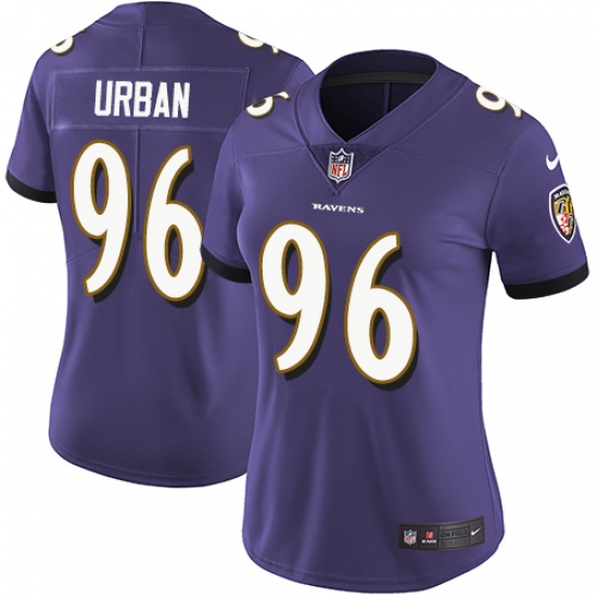 Women's Nike Baltimore Ravens 96 Brent Urban Purple Team Color Vapor Untouchable Limited Player NFL Jersey