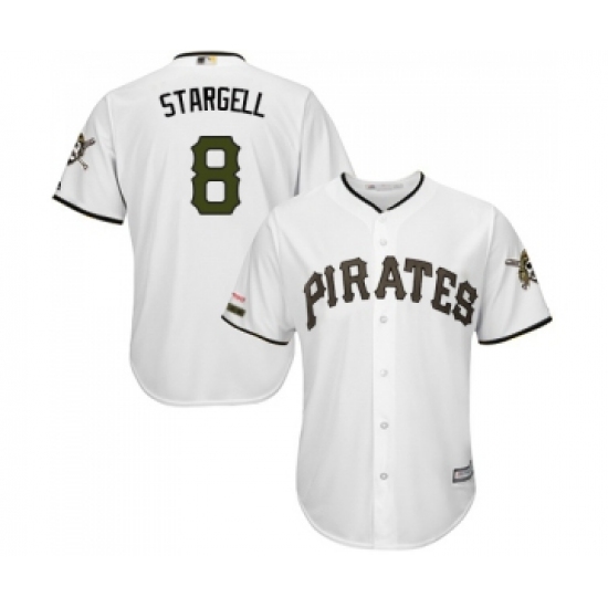 Men's Pittsburgh Pirates 8 Willie Stargell Replica White Alternate Cool Base Baseball Jersey