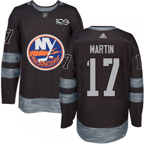 Men's Adidas New York Islanders 17 Matt Martin Authentic Black 1917-2017 100th Anniversary NHL Jersey