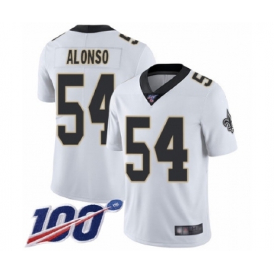 Men's New Orleans Saints 54 Kiko Alonso White Vapor Untouchable Limited Player 100th Season Football Jersey