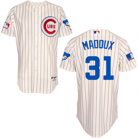 Men's Majestic Chicago Cubs 31 Greg Maddux Authentic Cream 1969 Turn Back The Clock MLB Jersey