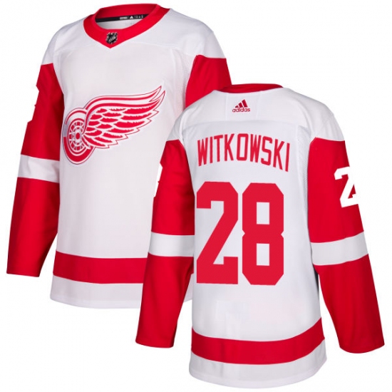 Men's Adidas Detroit Red Wings 28 Luke Witkowski Authentic White Away NHL Jersey