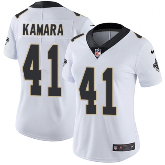 Women's Nike New Orleans Saints 41 Alvin Kamara White Vapor Untouchable Limited Player NFL Jersey