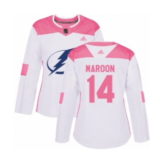 Women's Tampa Bay Lightning 14 Patrick Maroon Authentic White Pink Fashion Hockey Jersey