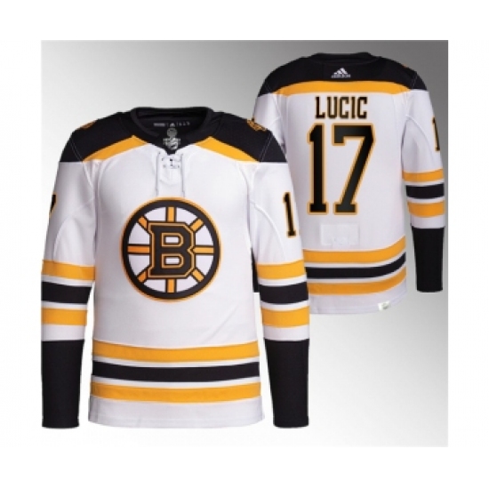 Men's Boston Bruins 17 Milan Lucic White Stitched Jersey