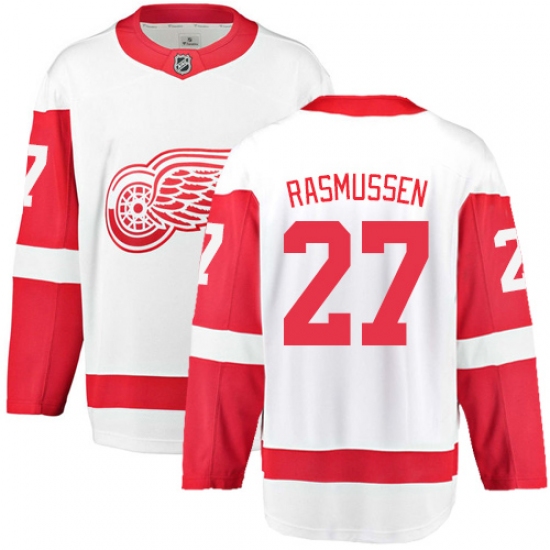 Youth Detroit Red Wings 27 Michael Rasmussen Fanatics Branded White Away Breakaway NHL Jersey