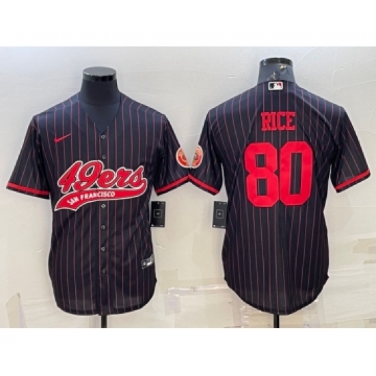 Men's San Francisco 49ers 80 Jerry Rice Black With Patch Cool Base Stitched Baseball Jersey