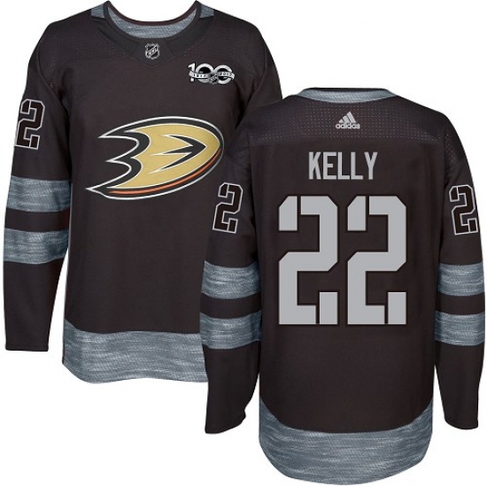 Men's Adidas Anaheim Ducks 22 Chris Kelly Authentic Black 1917-2017 100th Anniversary NHL Jersey