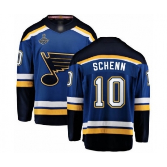 Youth St. Louis Blues 10 Brayden Schenn Fanatics Branded Royal Blue Home Breakaway 2019 Stanley Cup Champions Hockey Jersey