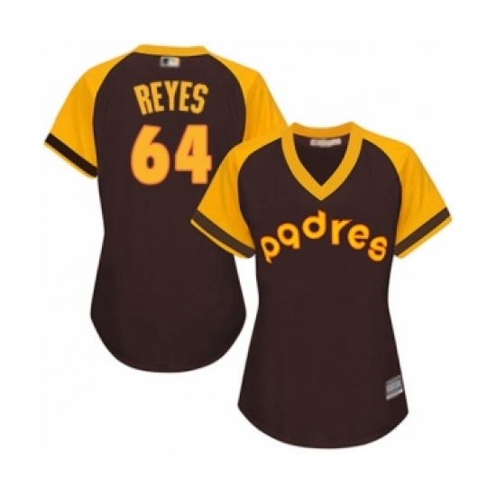 Women's San Diego Padres 64 Gerardo Reyes Authentic Brown Alternate Cooperstown Cool Base Baseball Player Jersey