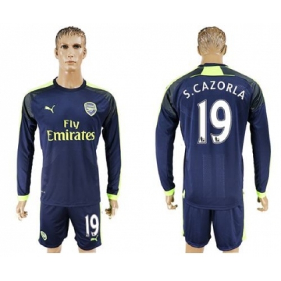 Arsenal 19 S.Cazorla Sec Away Long Sleeves Soccer Club Jersey