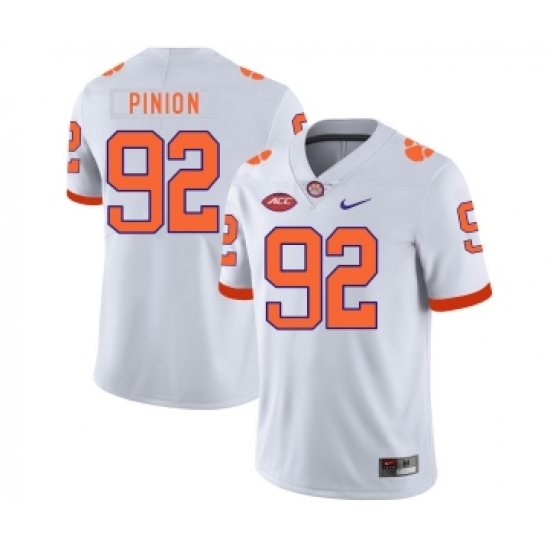 Clemson Tigers 92 Bradley Pinion White Nike College Football Jersey