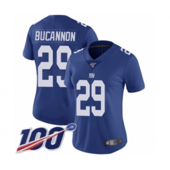 Women's New York Giants 29 Deone Bucannon Royal Blue Team Color Vapor Untouchable Limited Player 100th Season Football Jersey