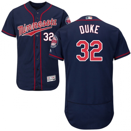 Men's Majestic Minnesota Twins 32 Zach Duke Navy Blue Alternate Flex Base Authentic Collection MLB Jersey