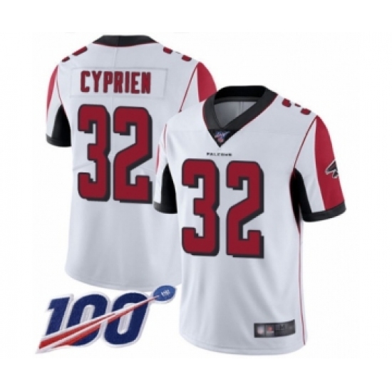 Men's Atlanta Falcons 32 Johnathan Cyprien White Vapor Untouchable Limited Player 100th Season Football Jersey