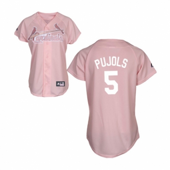 Women's Majestic St. Louis Cardinals 5 Albert Pujols Replica Pink Fashion MLB Jersey