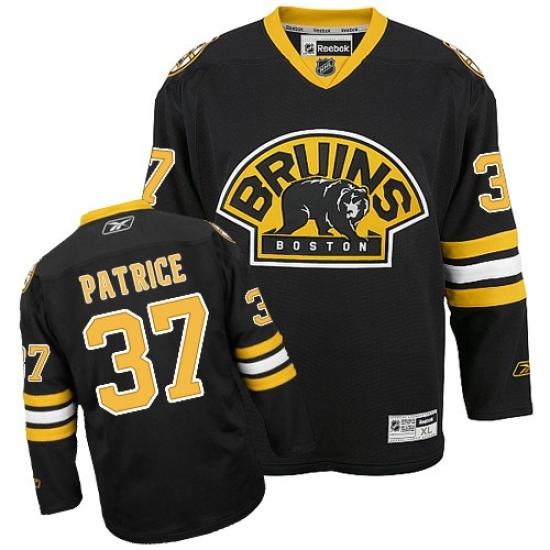 Men's Reebok Boston Bruins 37 Patrice Bergeron Authentic Black Third NHL Jersey