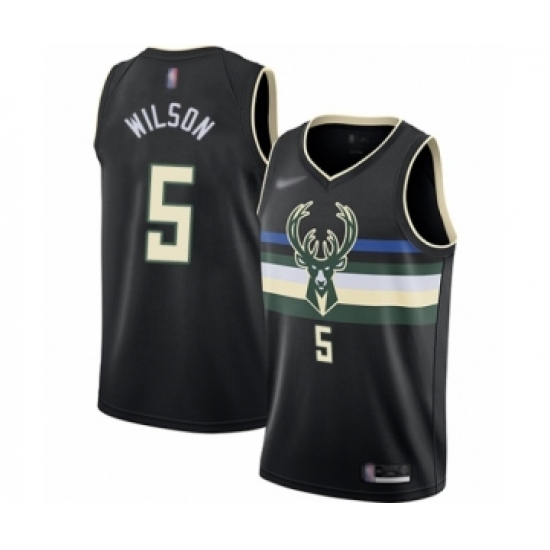 Youth Milwaukee Bucks 5 D. J. Wilson Swingman Black Finished Basketball Jersey - Statement Edition