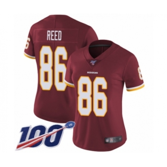 Women's Washington Redskins 86 Jordan Reed Burgundy Red Team Color Vapor Untouchable Limited Player 100th Season Football Jersey