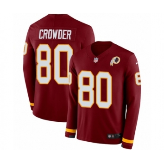 Men's Nike Washington Redskins 80 Jamison Crowder Limited Burgundy Therma Long Sleeve NFL Jersey