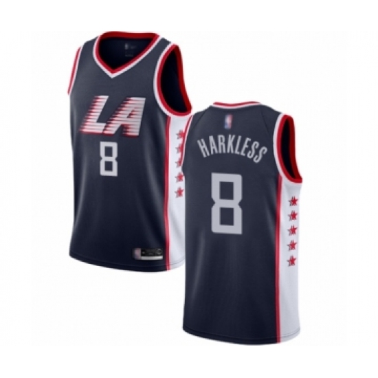 Men's Los Angeles Clippers 8 Moe Harkless Authentic Navy Blue Basketball Jersey - City Edition