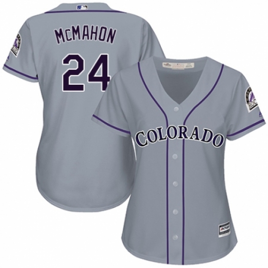 Women's Majestic Colorado Rockies 24 Ryan McMahon Replica Grey Road Cool Base MLB Jersey