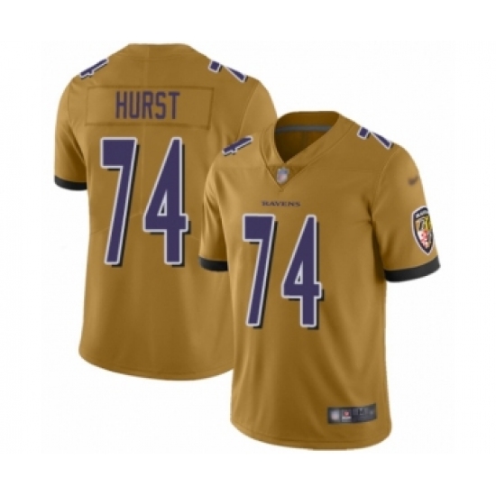 Youth Baltimore Ravens 74 James Hurst Limited Gold Inverted Legend Football Jersey