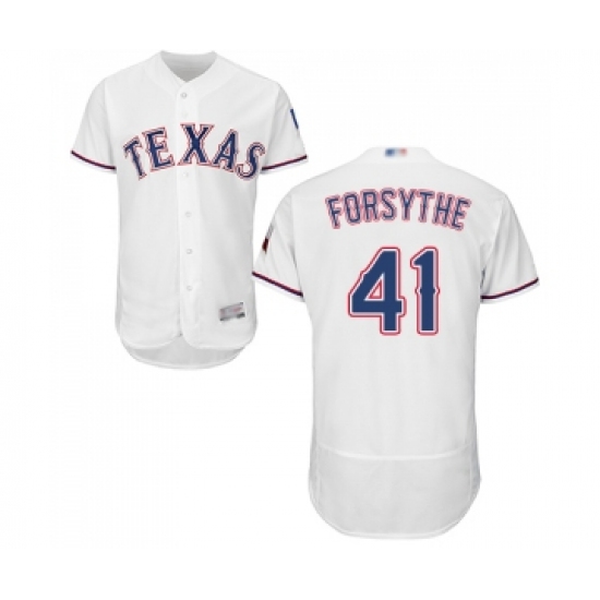Men's Texas Rangers 41 Logan Forsythe White Home Flex Base Authentic Collection Baseball Jersey