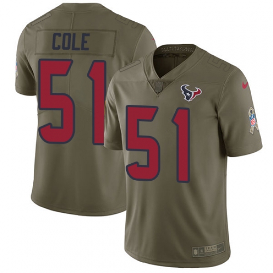 Men's Nike Houston Texans 51 Dylan Cole Limited Olive 2017 Salute to Service NFL Jersey