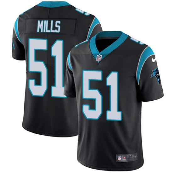 Men's Nike Carolina Panthers 51 Sam Mills Black Team Color Vapor Untouchable Limited Player NFL Jersey