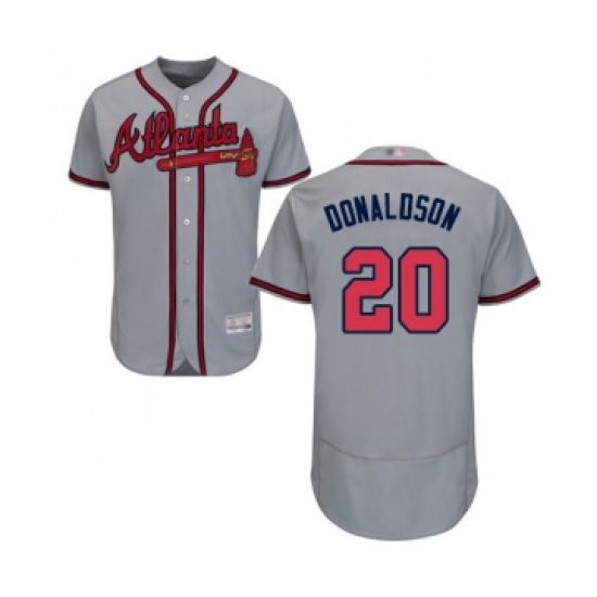 Men's Atlanta Braves 20 Josh Donaldson Grey Road Flex Base Authentic Collection Baseball Jersey