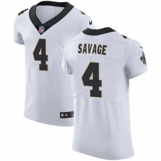 Men's Nike New Orleans Saints 4 Tom Savage White Vapor Untouchable Elite Player NFL Jersey