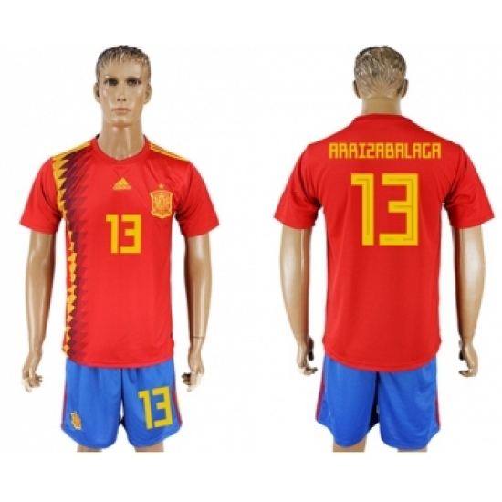 Spain 13 Arrizabalaga Home Soccer Country Jersey