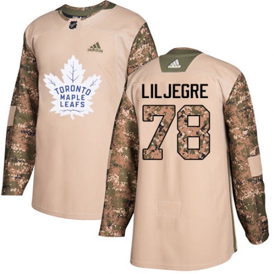 Youth Adidas Toronto Maple Leafs 78 Timothy Liljegren Authentic Camo Veterans Day Practice NHL Jersey