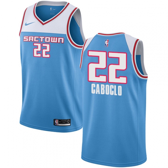 Men's Nike Sacramento Kings 22 Bruno Caboclo Swingman Blue NBA Jersey - 2018 19 City Edition