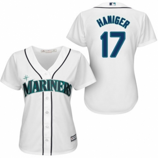 Women's Majestic Seattle Mariners 17 Mitch Haniger Replica White Home Cool Base MLB Jersey