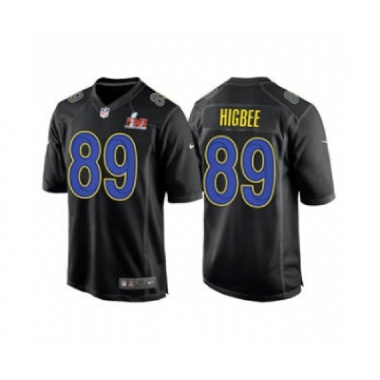 Men's Los Angeles Rams 89 Tyler Higbee Black 2022 Super Bowl LVI Game Stitched Jersey