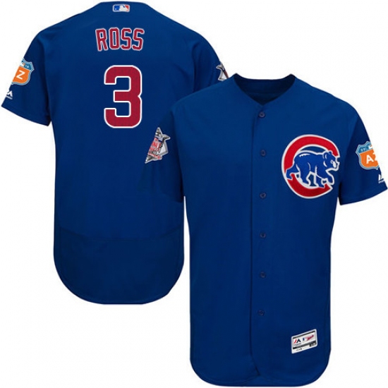 Men's Majestic Chicago Cubs 3 David Ross Royal Blue Alternate Flexbase Authentic Collection MLB Jersey