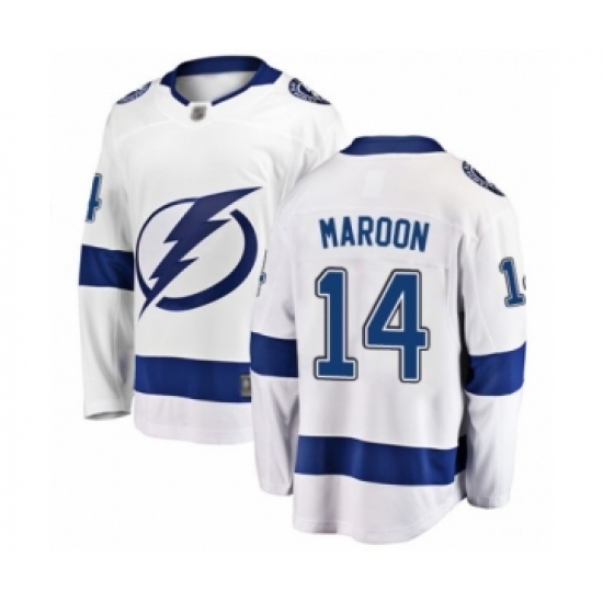 Men's Tampa Bay Lightning 14 Patrick Maroon Fanatics Branded White Away Breakaway Hockey Jersey